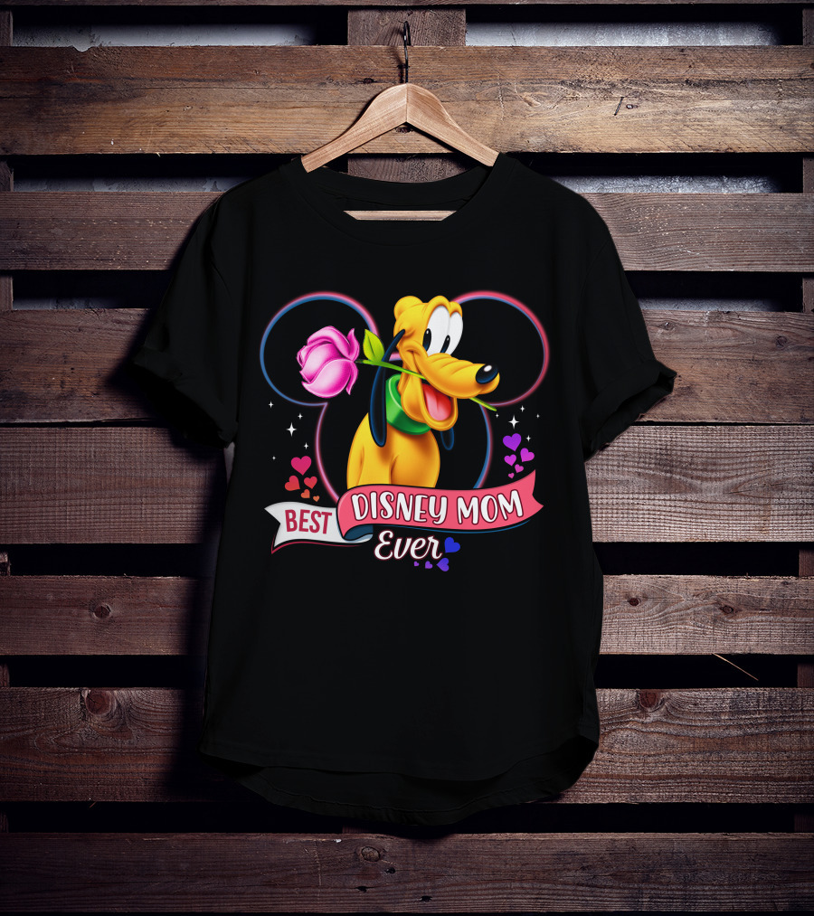 Best Disney Mom Ever Pluto Heart Rose T-Shirt