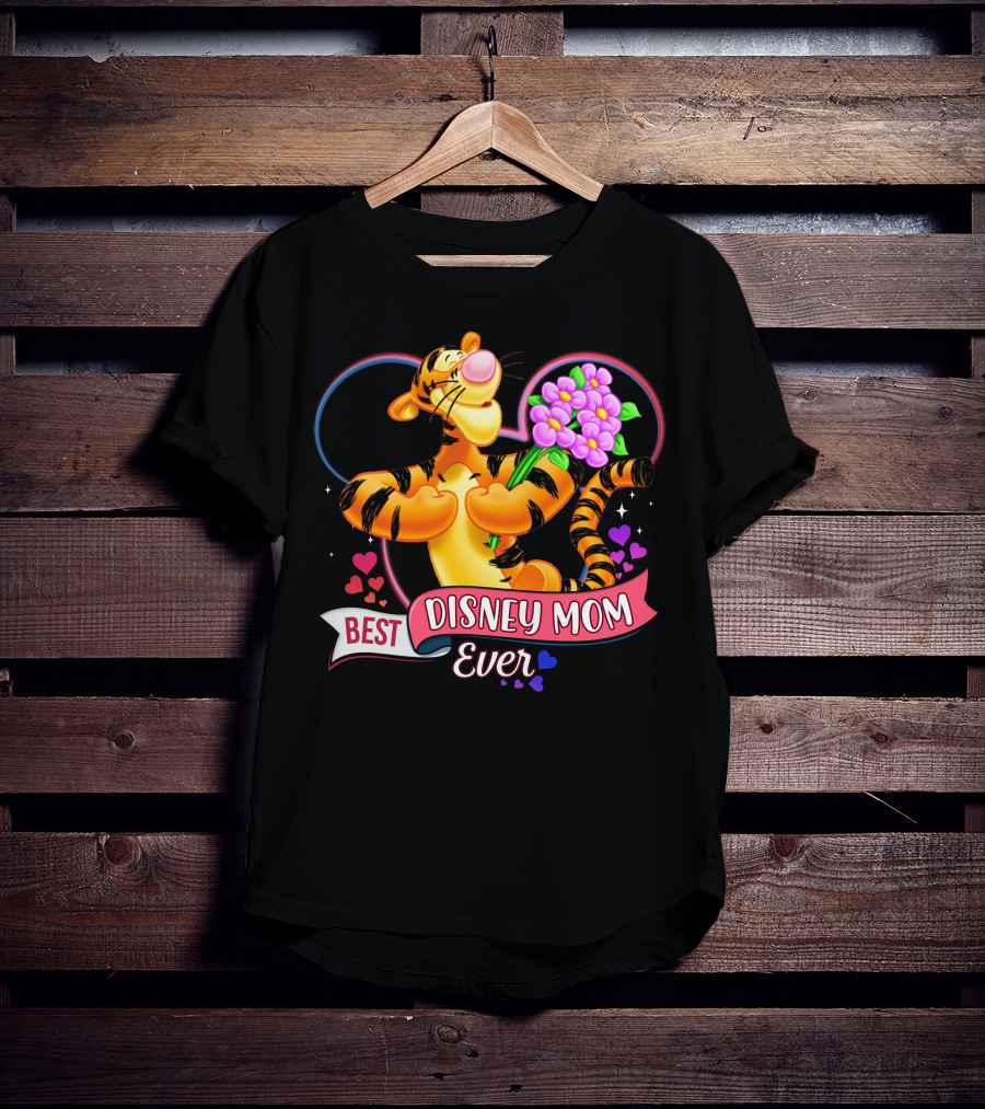 Best Disney Mom Ever Tigger With Heart And Flowers T-Shirt