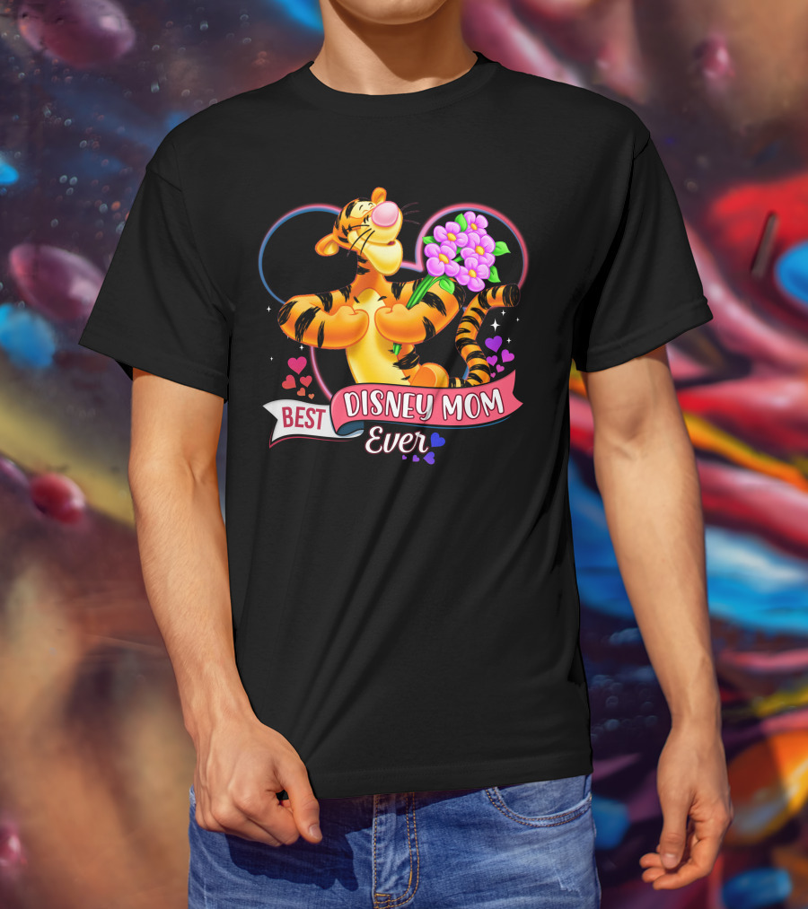 Best Disney Mom Ever Tigger With Heart And Flowers T-Shirt