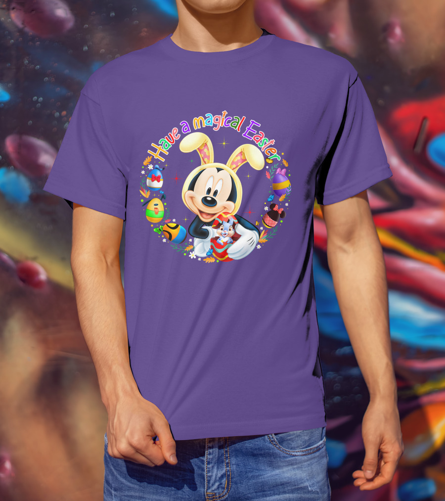 Have A Magical Easter Mickey Mouse With Bunny Ears And Colorful Eggs T-Shirt