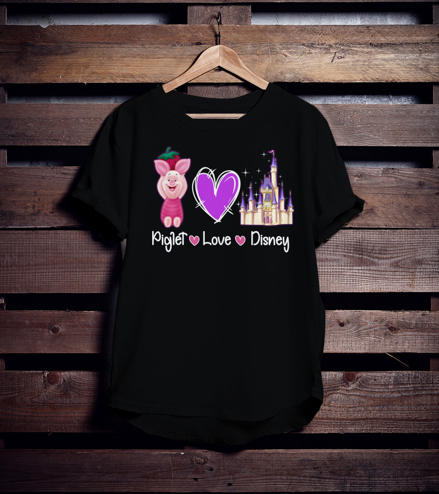 Piglet Love Disney Castle Magic Heart T-Shirt
