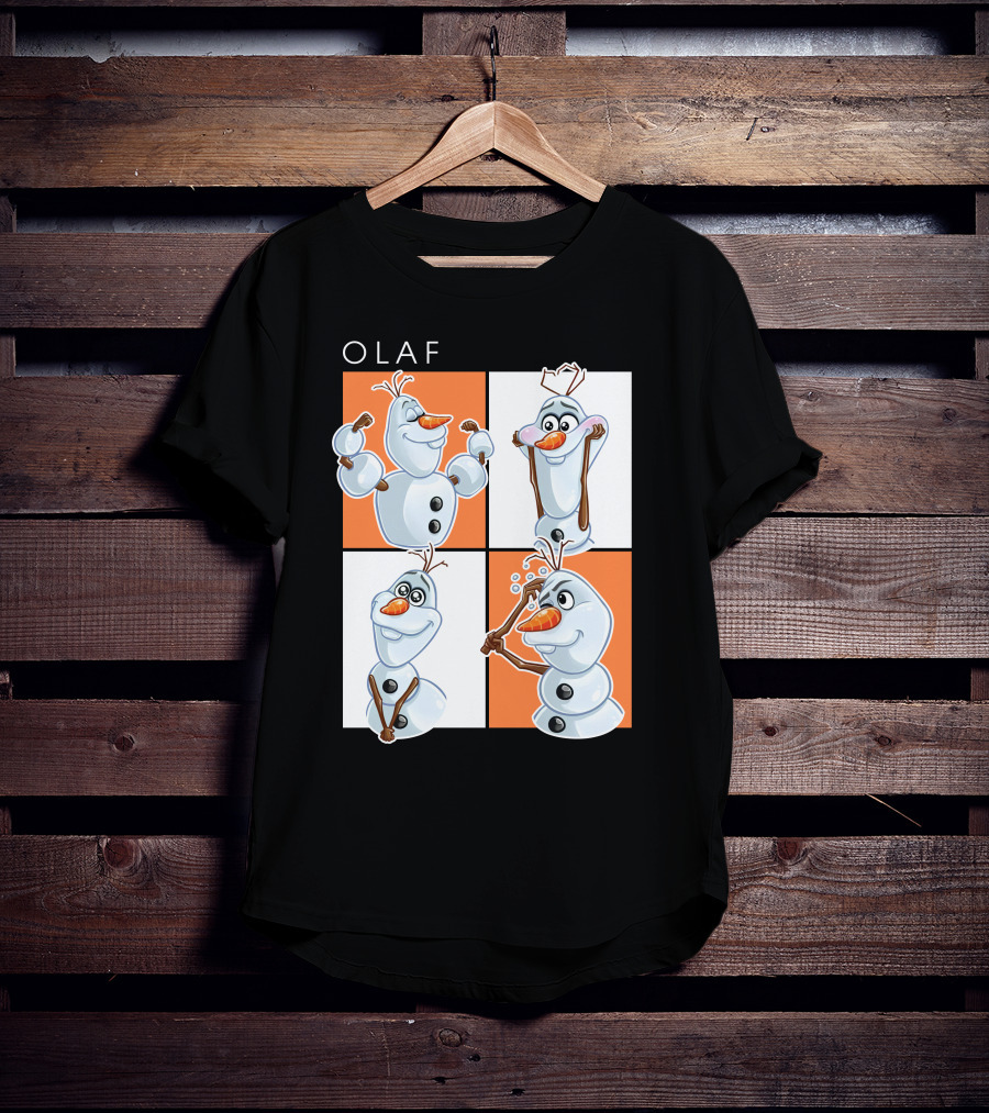 Olaf Snowman Character Expression Panels T-Shirt