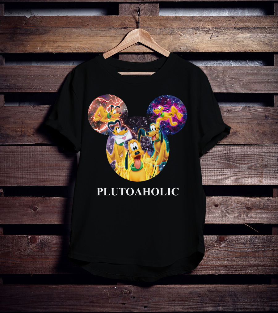 Plutoaholic Pluto Character Cosmic Adventure Mickey Ears T-Shirt