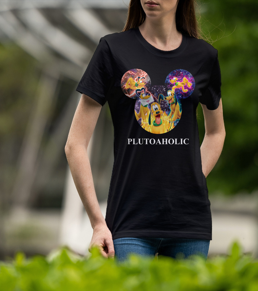 Plutoaholic Pluto Character Cosmic Adventure Mickey Ears T-Shirt
