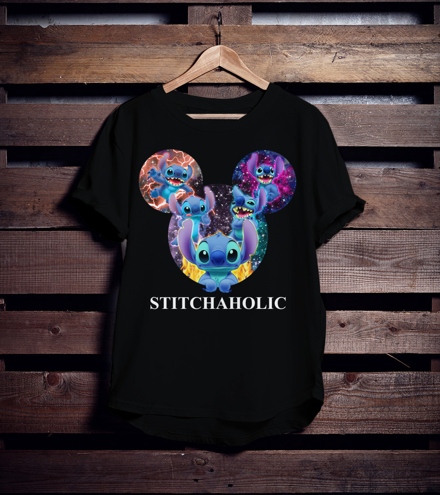 Stitchaholic Disney Stitch Mickey Mouse Head Galaxy T-Shirt