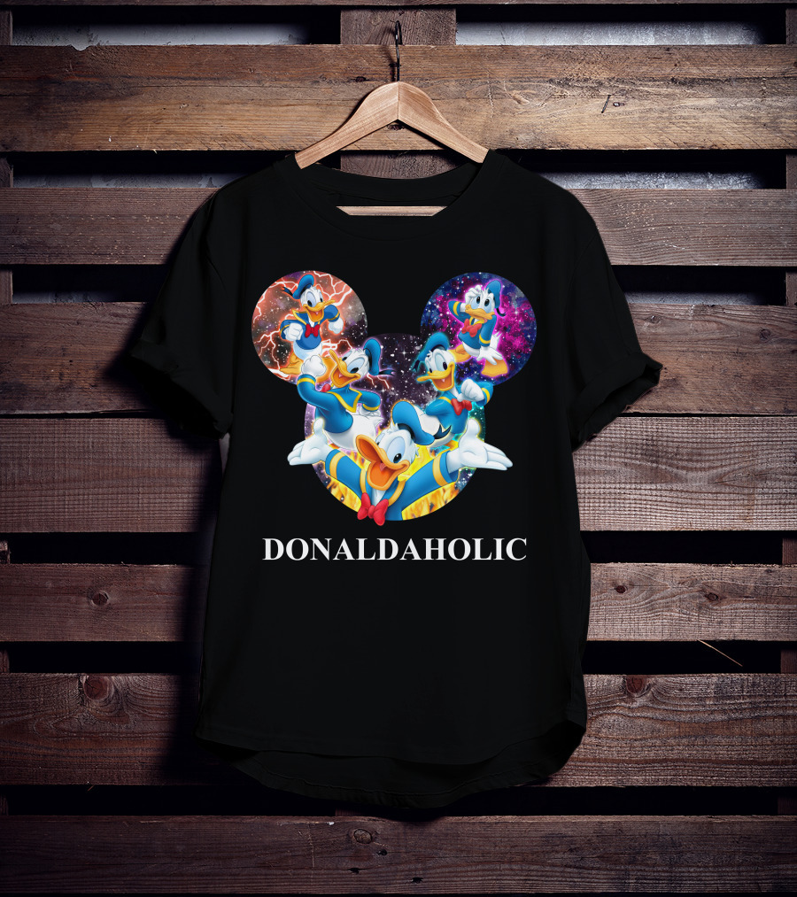 Donaldaholic Mickey Mouse Ears Pattern With Donald Duck Characters T-Shirt
