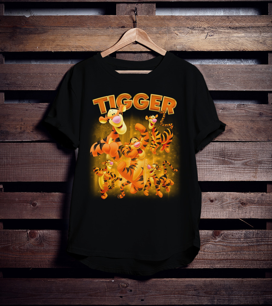 Tigger Character Collage In Vibrant Orange And Yellow T-Shirt