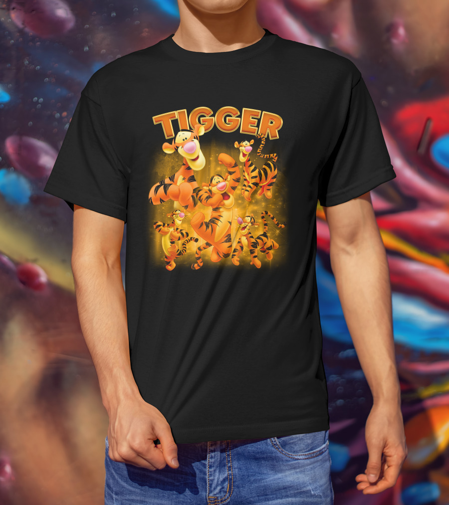 Tigger Character Collage In Vibrant Orange And Yellow T-Shirt