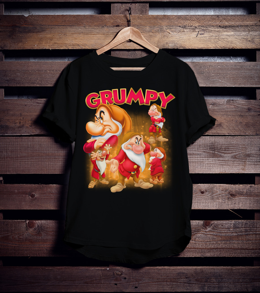 Grumpy The Dwarf Classic Character Expression Montage T-Shirt