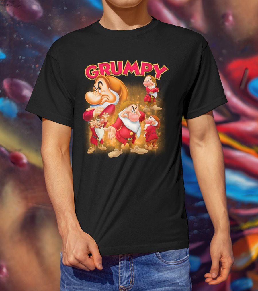 Grumpy The Dwarf Classic Character Expression Montage T-Shirt