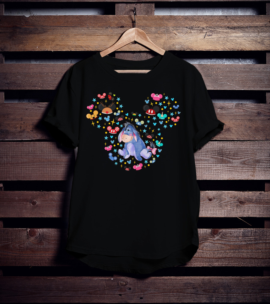 Eeyore Disney Mickey Ears Colorful Icons T-Shirt