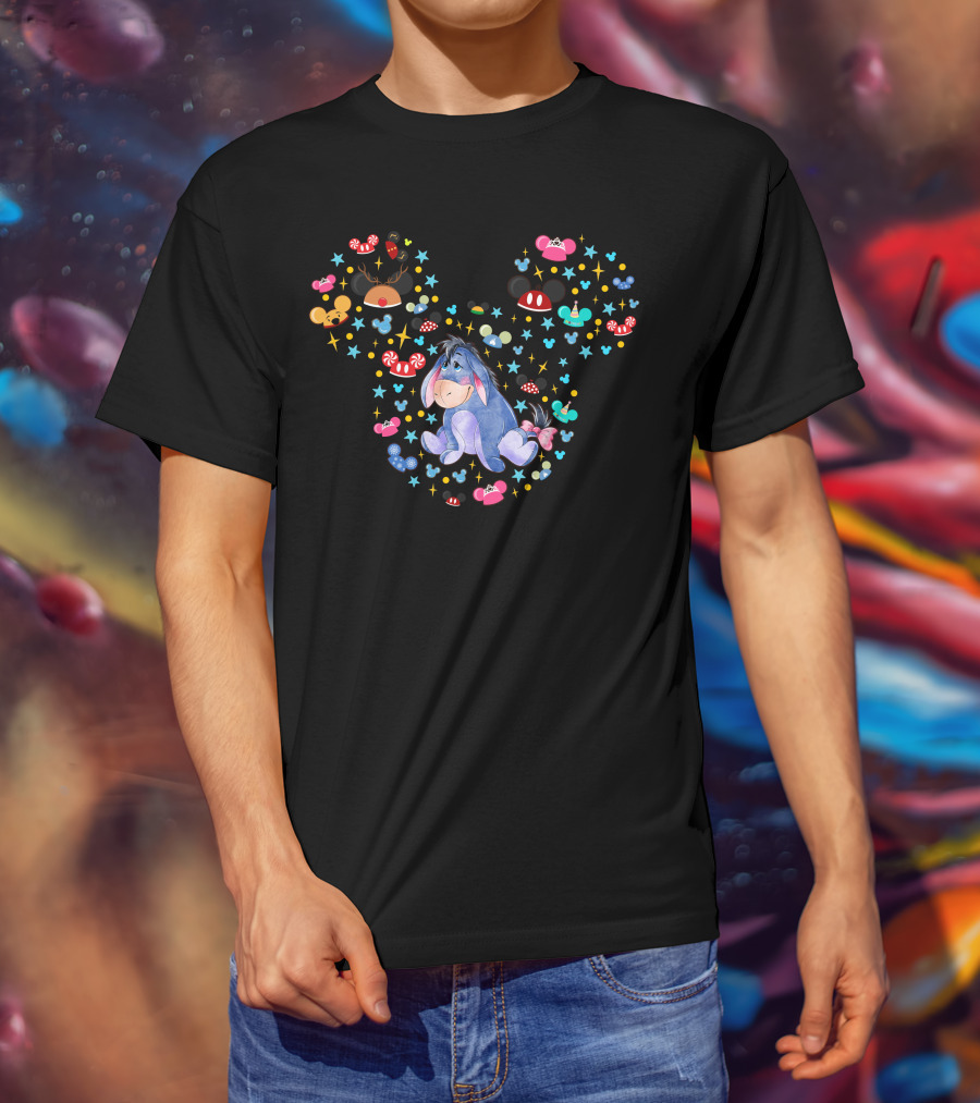 Eeyore Disney Mickey Ears Colorful Icons T-Shirt