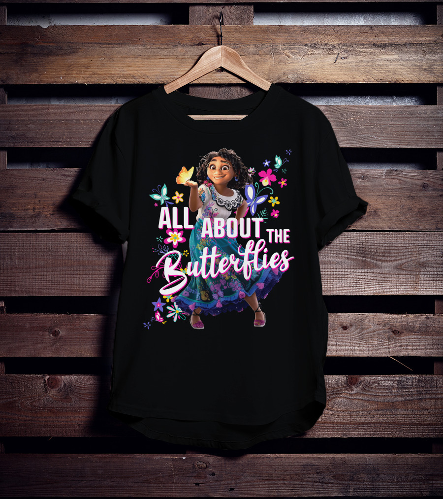 All About The Butterflies Colorful Floral Character T-Shirt