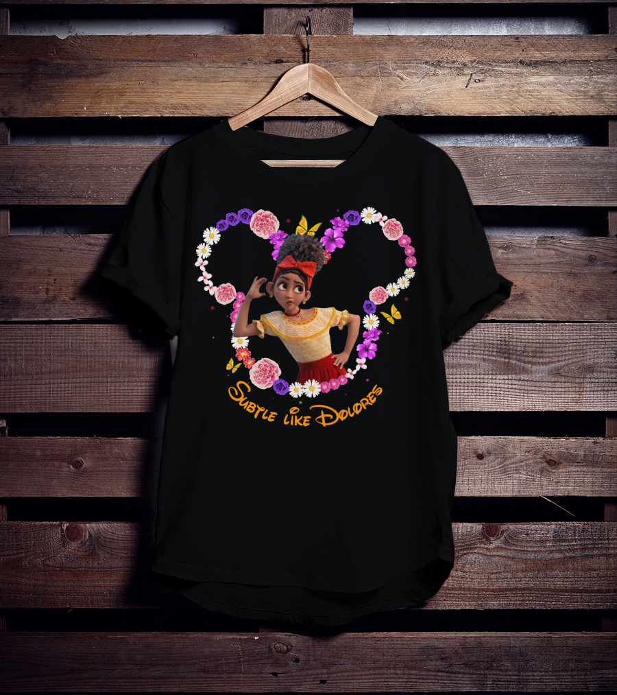 Subtle Like Dolores Floral Heart Frame With Butterflies T-Shirt