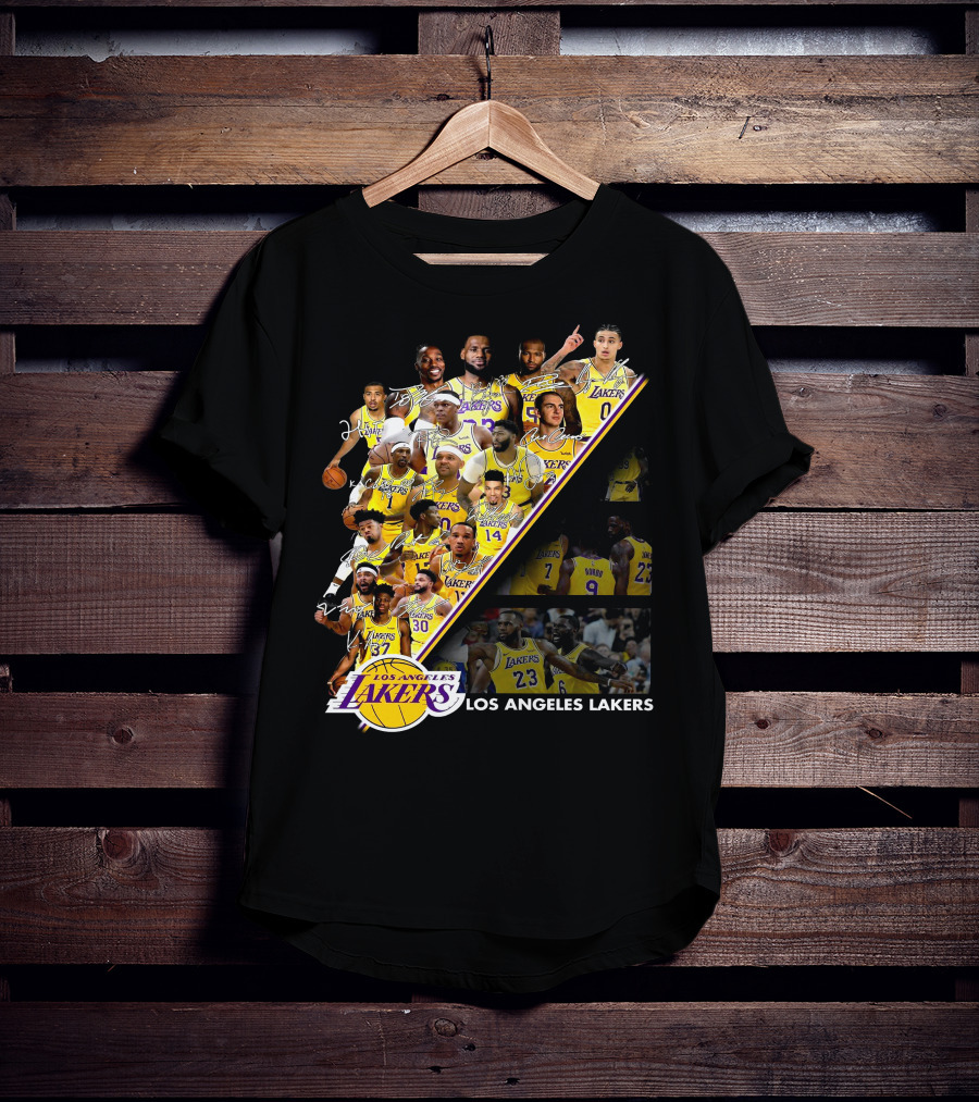 Los Angeles Lakers Team Collage With Players And Jersey Numbers T-Shirt