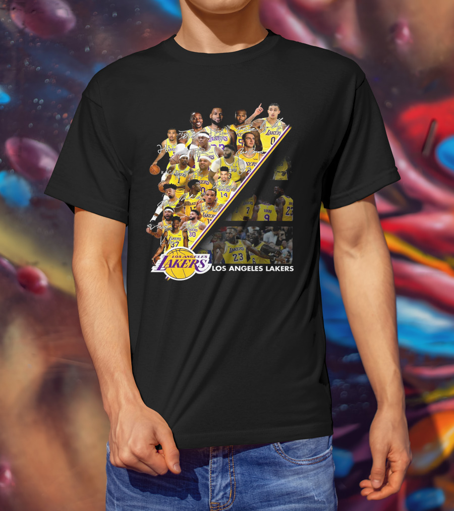 Los Angeles Lakers Team Collage With Players And Jersey Numbers T-Shirt