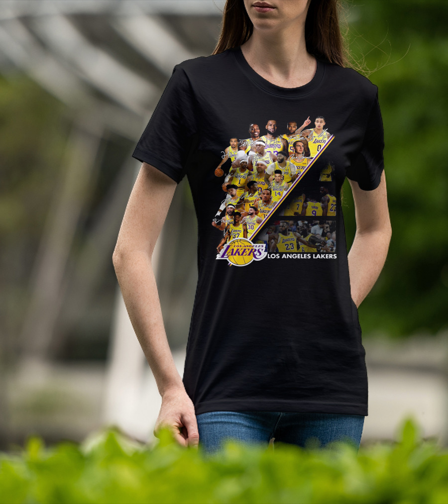 Los Angeles Lakers Team Collage With Players And Jersey Numbers T-Shirt