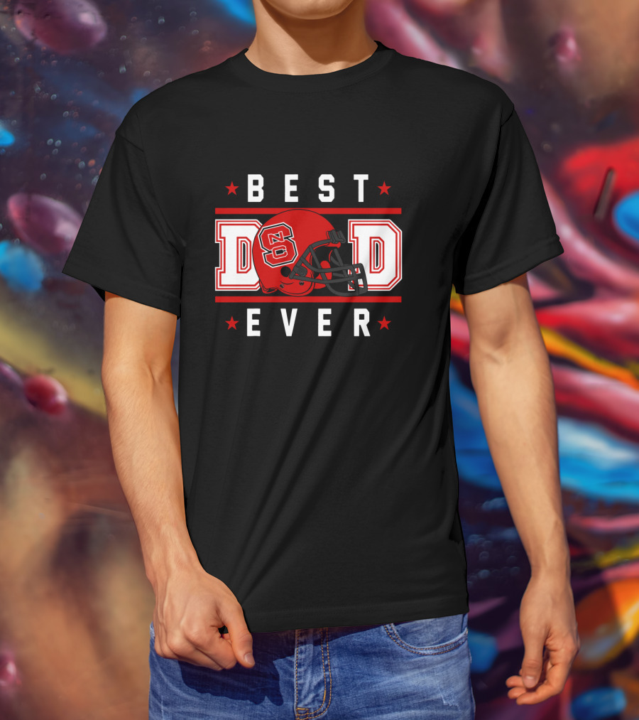 NC State Wolfpack Best Dad Ever Football Helmet T-Shirt