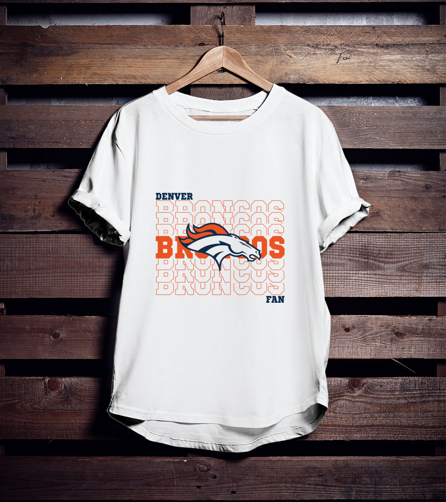 Denver Broncos Fan Bold Logo Overlapping Text T-Shirt