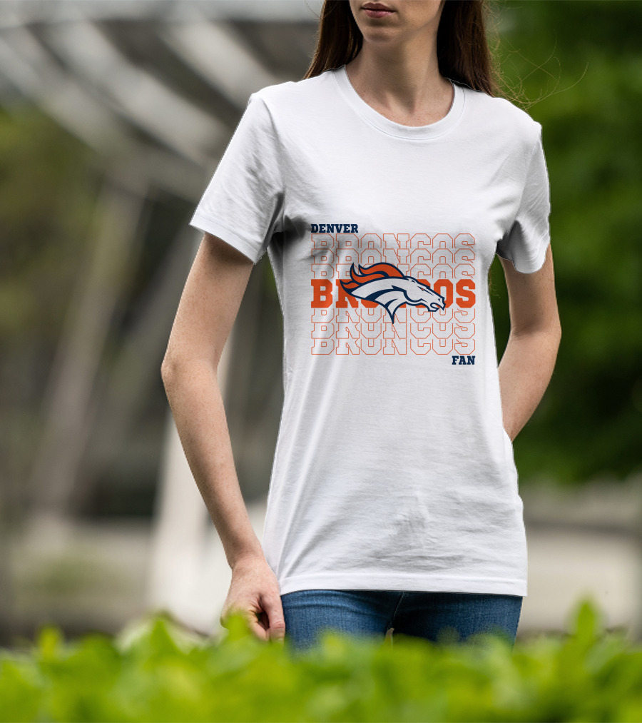 Denver Broncos Fan Bold Logo Overlapping Text T-Shirt