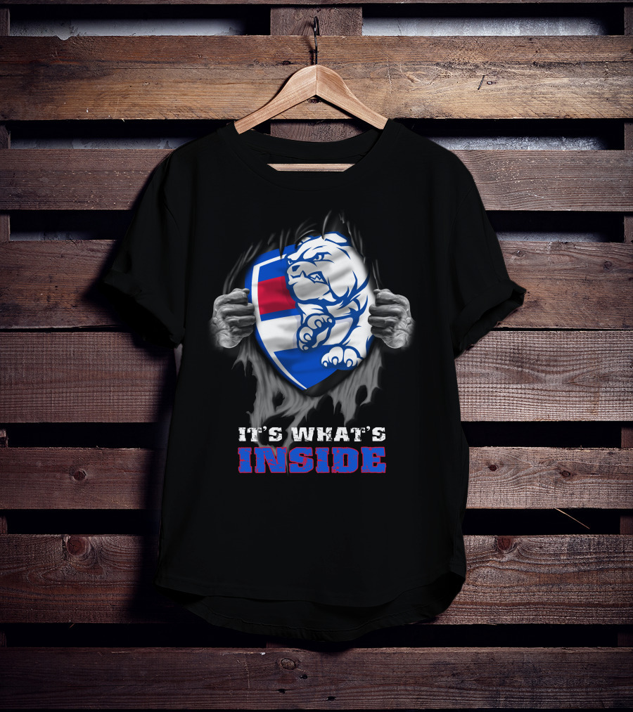 It's What's Inside Western Bulldogs Graphic With Bulldog Shield And Clawed Hands T-Shirt