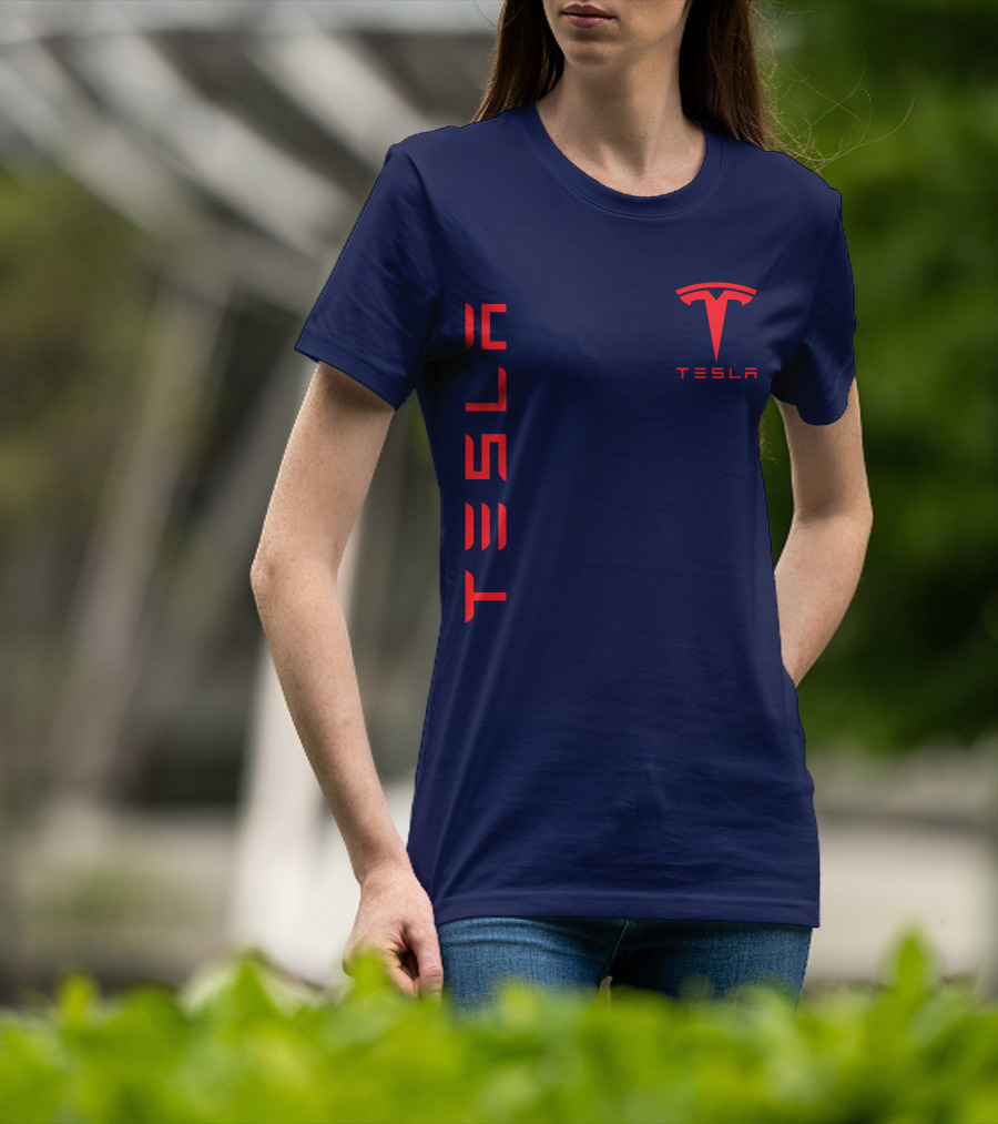 Tesla Logo And Stylized Lettering T-Shirt