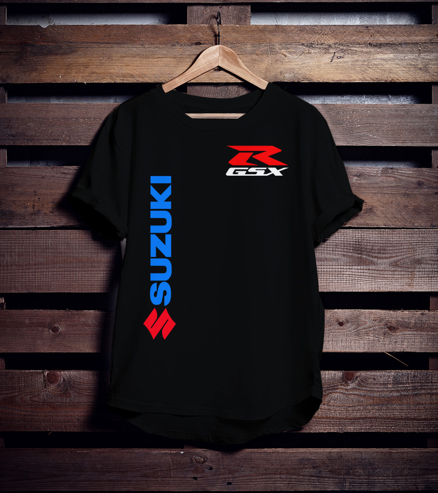 SUZUKI GSX-R Vertical Blue Red Logo Branding T-Shirt