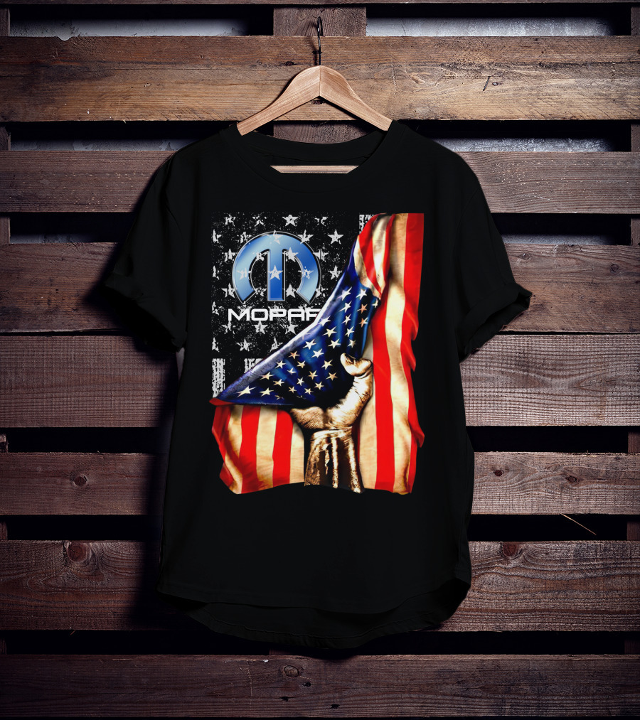 MOPAR American Flag Grunge Style With Fist And Stars T-Shirt