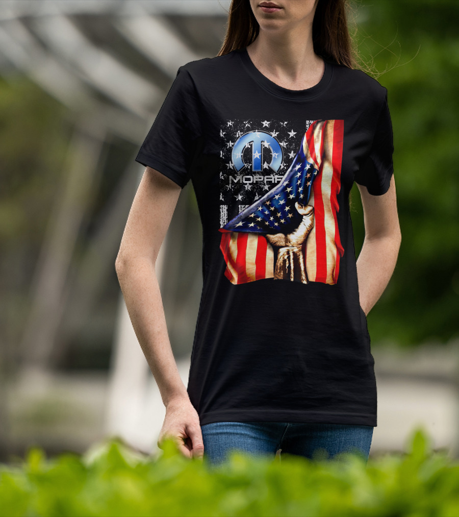 MOPAR American Flag Grunge Style With Fist And Stars T-Shirt
