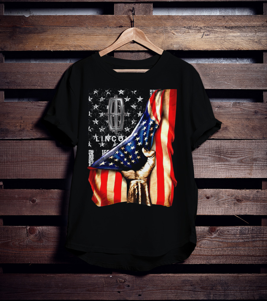 Lincoln Flag Stars And Stripes With Hand T-Shirt