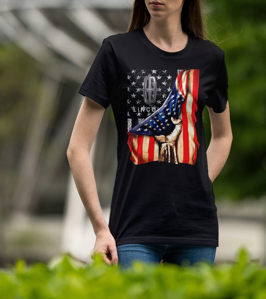 Lincoln Flag Stars And Stripes With Hand T-Shirt