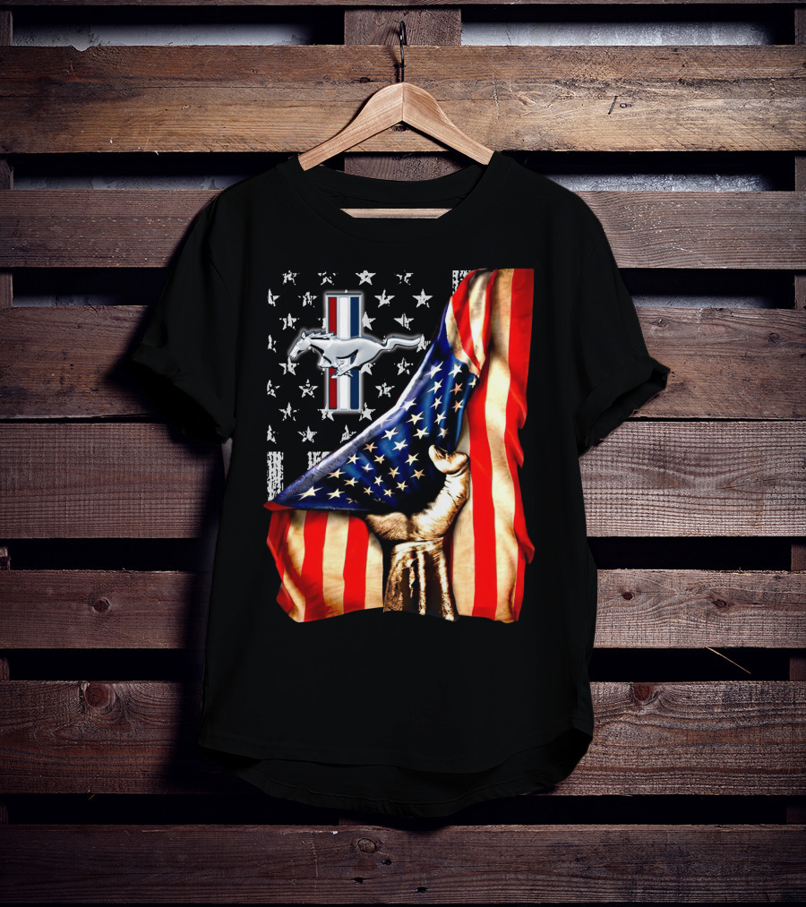 MUSTANG AMERICAN FLAG PATRIOTIC T-Shirt