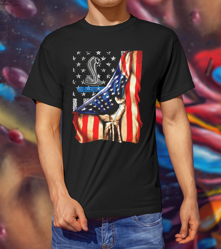 SHELBY AMERICA FLAG COBRA STAR SYMBOL FIST GRIP T-Shirt