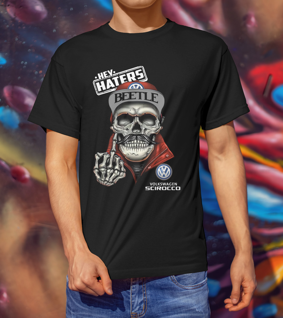 Hey Haters Beetle Volkswagen Scirocco Skull T-Shirt