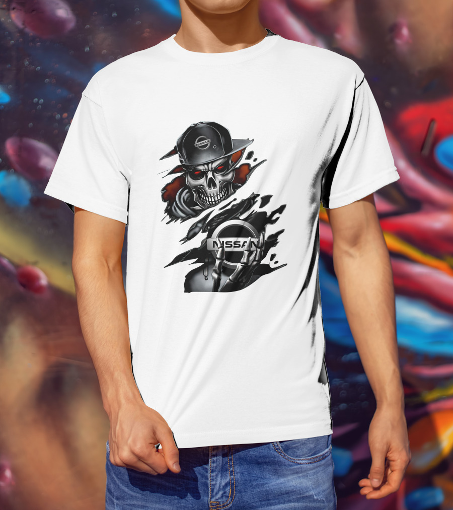 Nissan Navara Skeleton Graphic With Logo And Cap T-Shirt