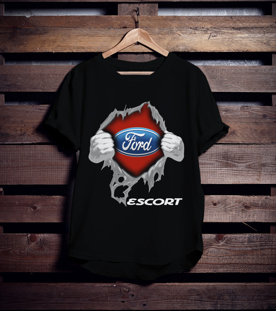 Ford Escort 01 Logo Display With Torn Effect T-Shirt