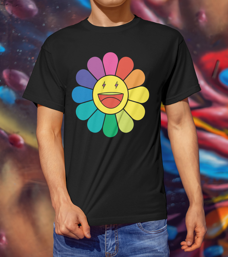 J Balvin Colores Rainbow Flower Smiley Face T-Shirt