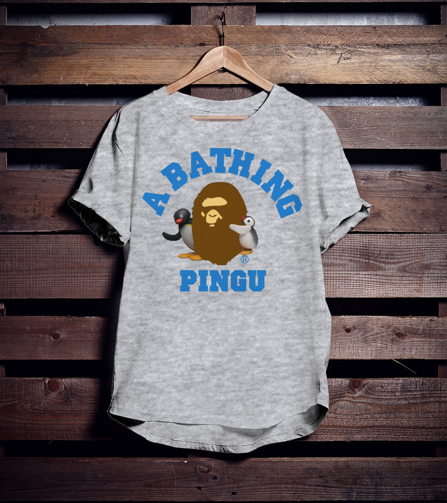 A Bathing Ape Pingu Collaboration Featuring Iconic Characters T-Shirt