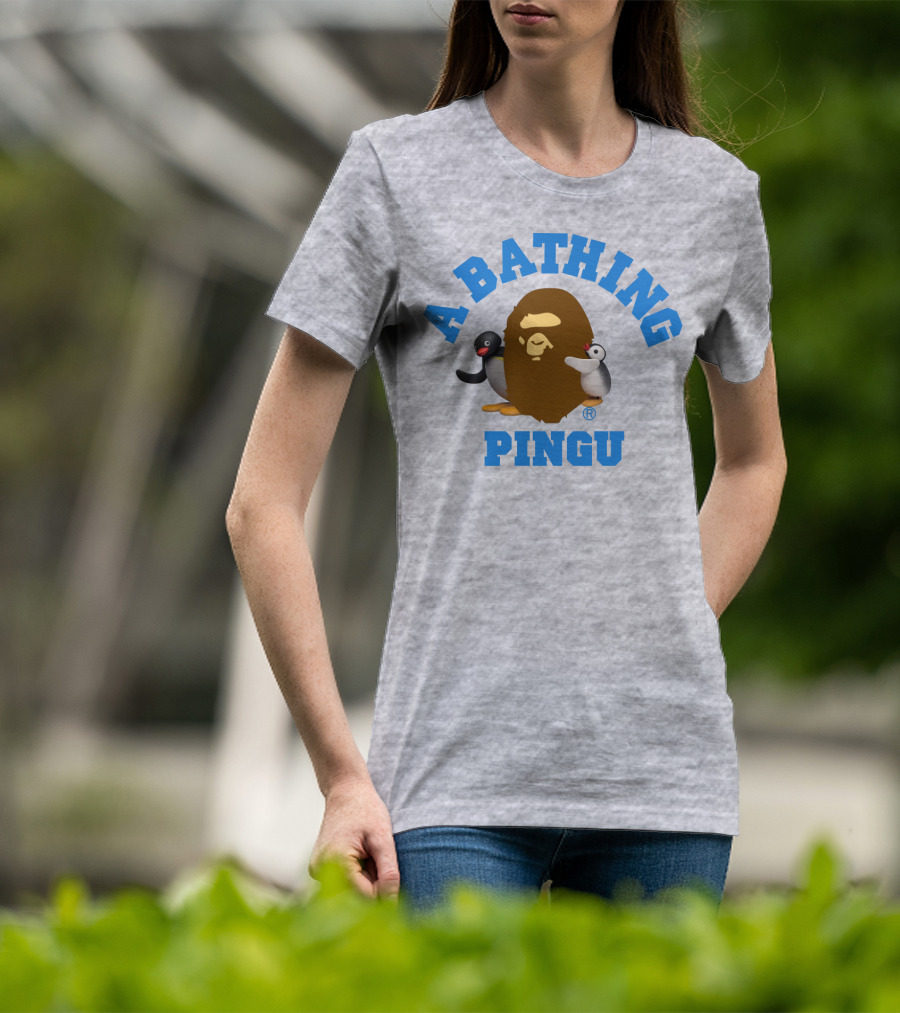 A Bathing Ape Pingu Collaboration Featuring Iconic Characters T-Shirt