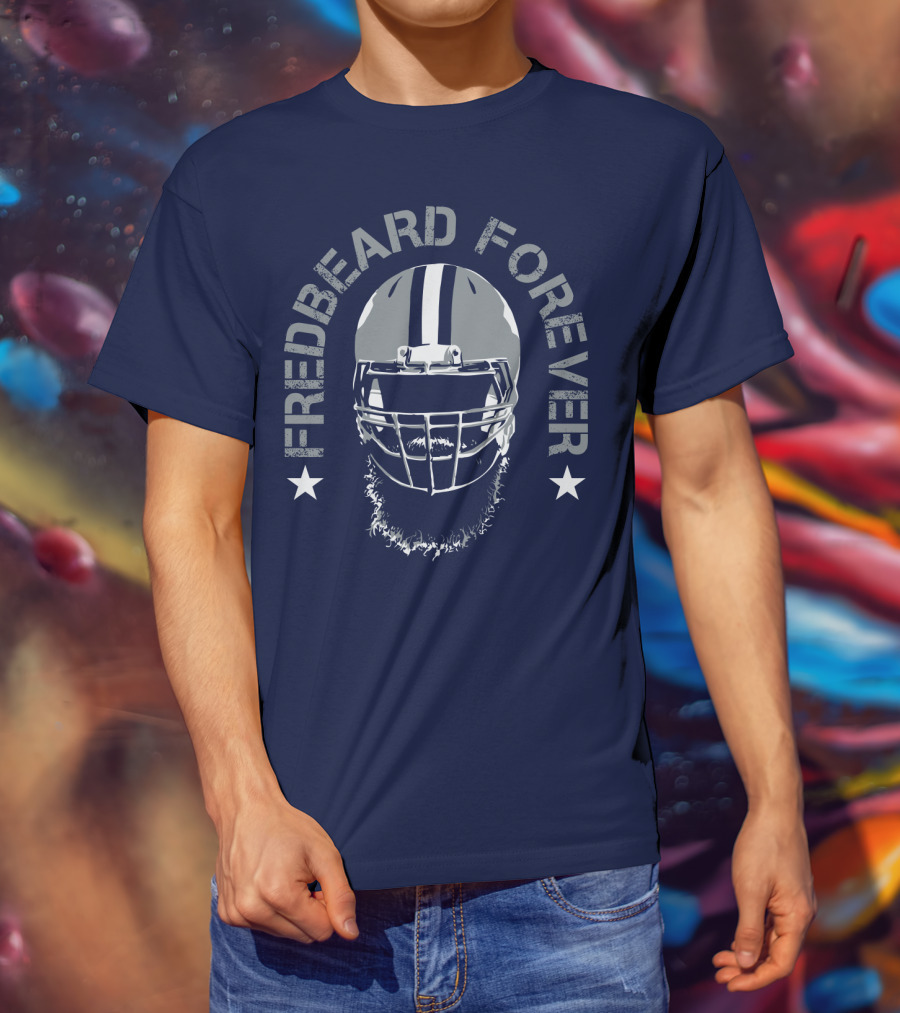 Fredbeard Forever Football Helmet Beard Star T-Shirt