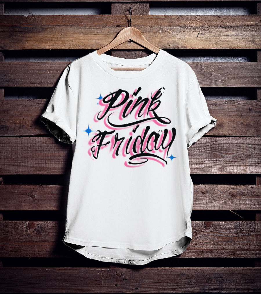 Pink Friday Retro Script With Star Accents T-Shirt