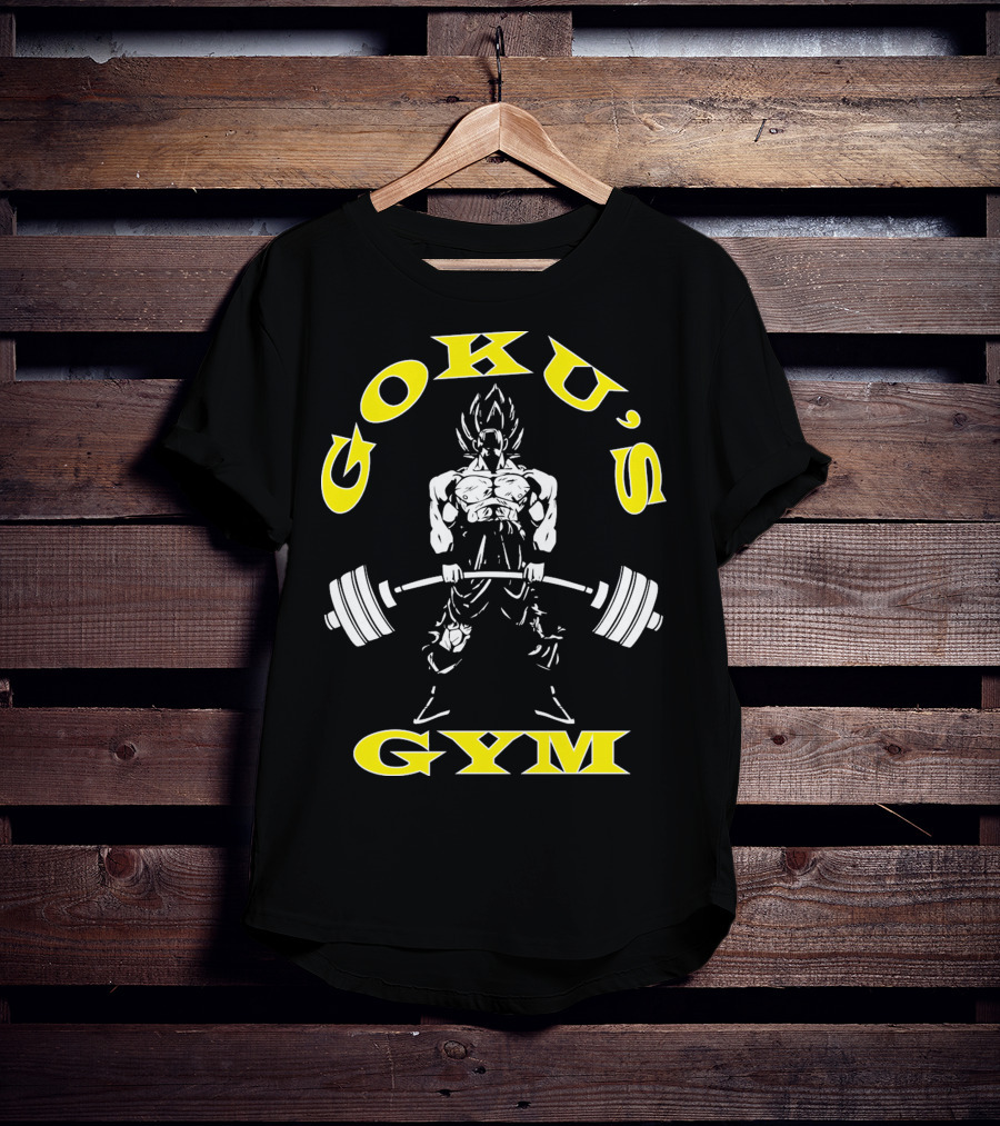 Goku's Gym Deadlift White And Yellow Power Lifting T-Shirt
