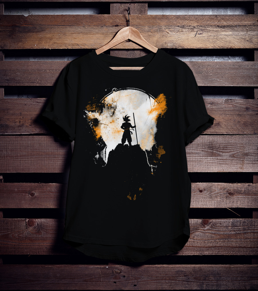 Grunge Moon Hero Dragon Warrior Silhouette Lunar Burst T-Shirt
