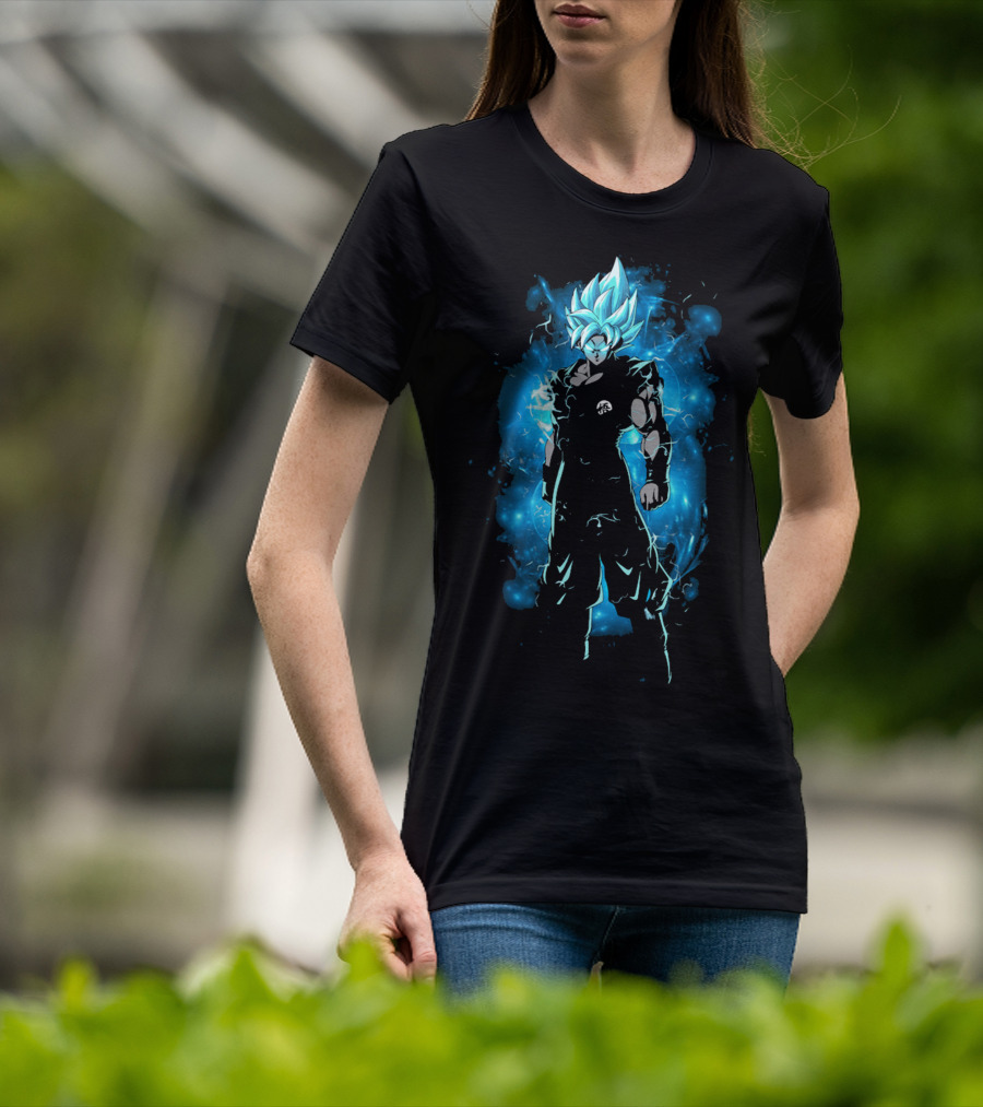 Legendary Blue Aura Warrior With Electric Hair And Black Suit T-Shirt