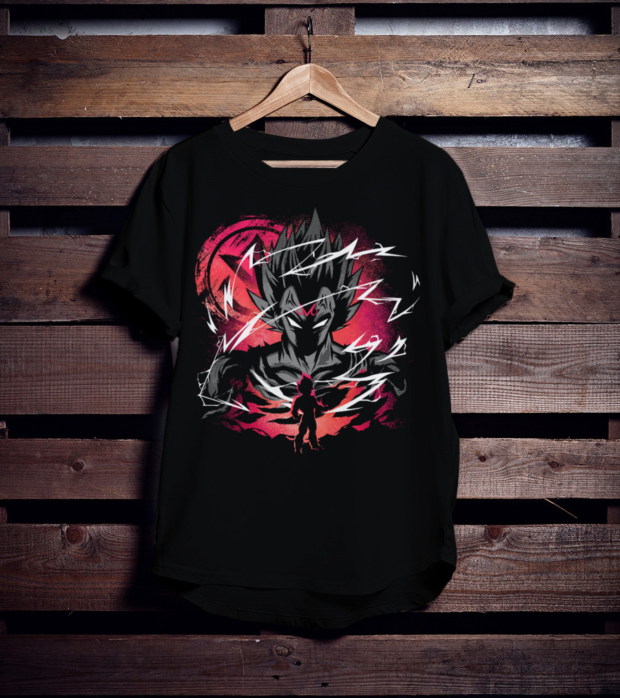 Majin Saiyan Prince Power Surge With Red Aura And Lightning T-Shirt