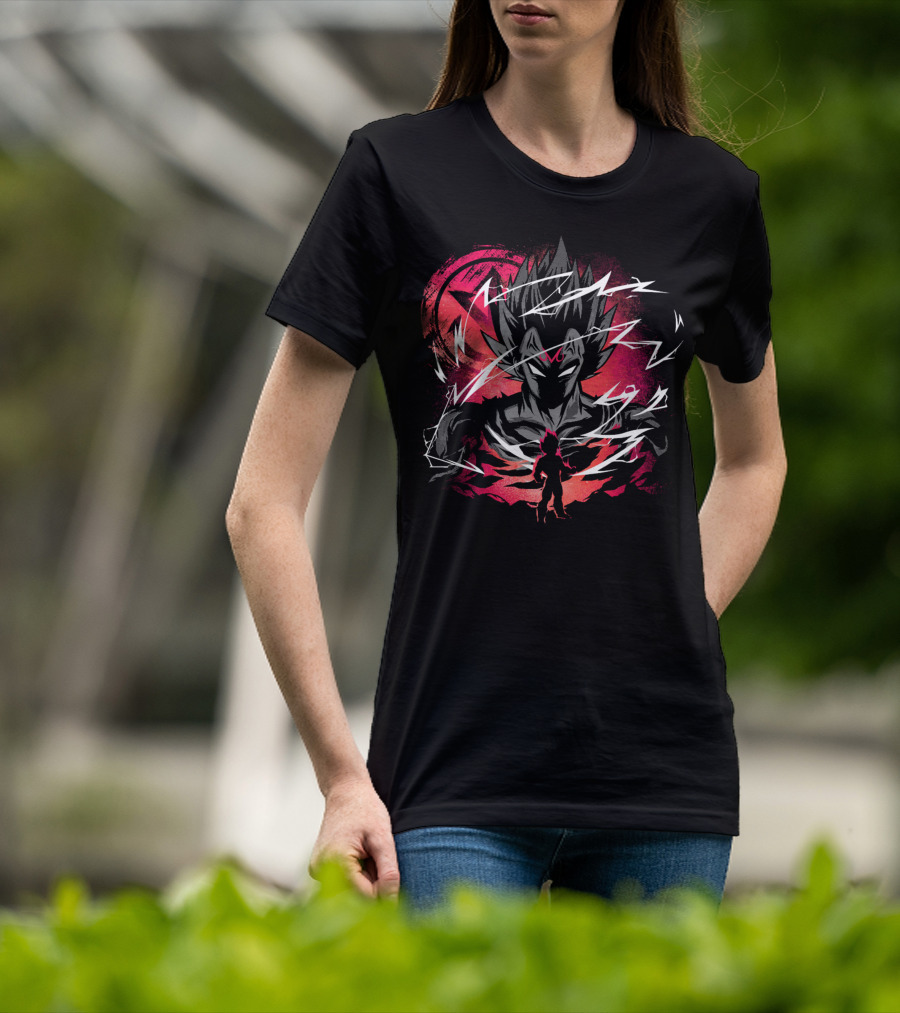 Majin Saiyan Prince Power Surge With Red Aura And Lightning T-Shirt