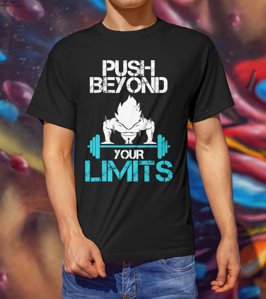 Push Beyond Your Limits Super Saiyan Goku Bench Press Power T-Shirt