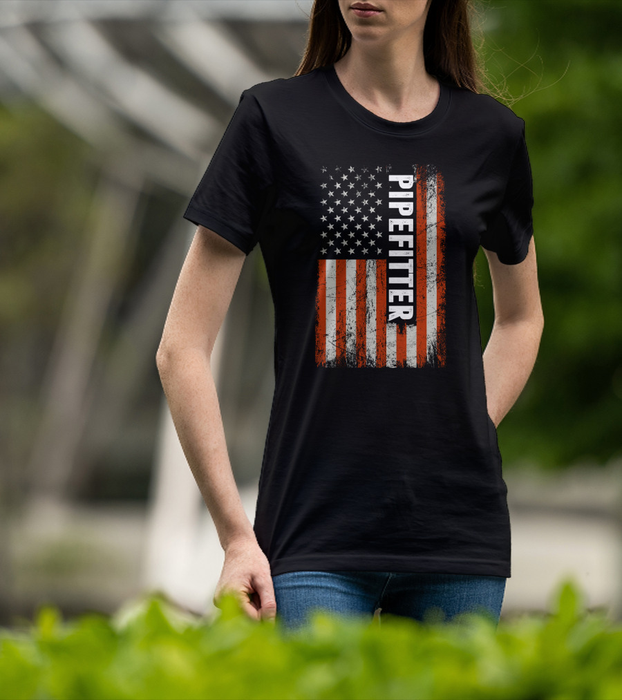 American Flag Pipefitter Patriotic T-Shirt