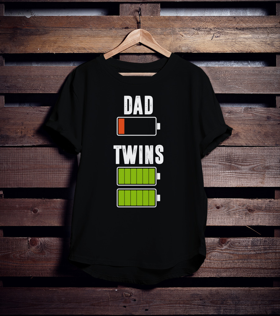 Dad Twins Low High Battery Charged T-Shirt