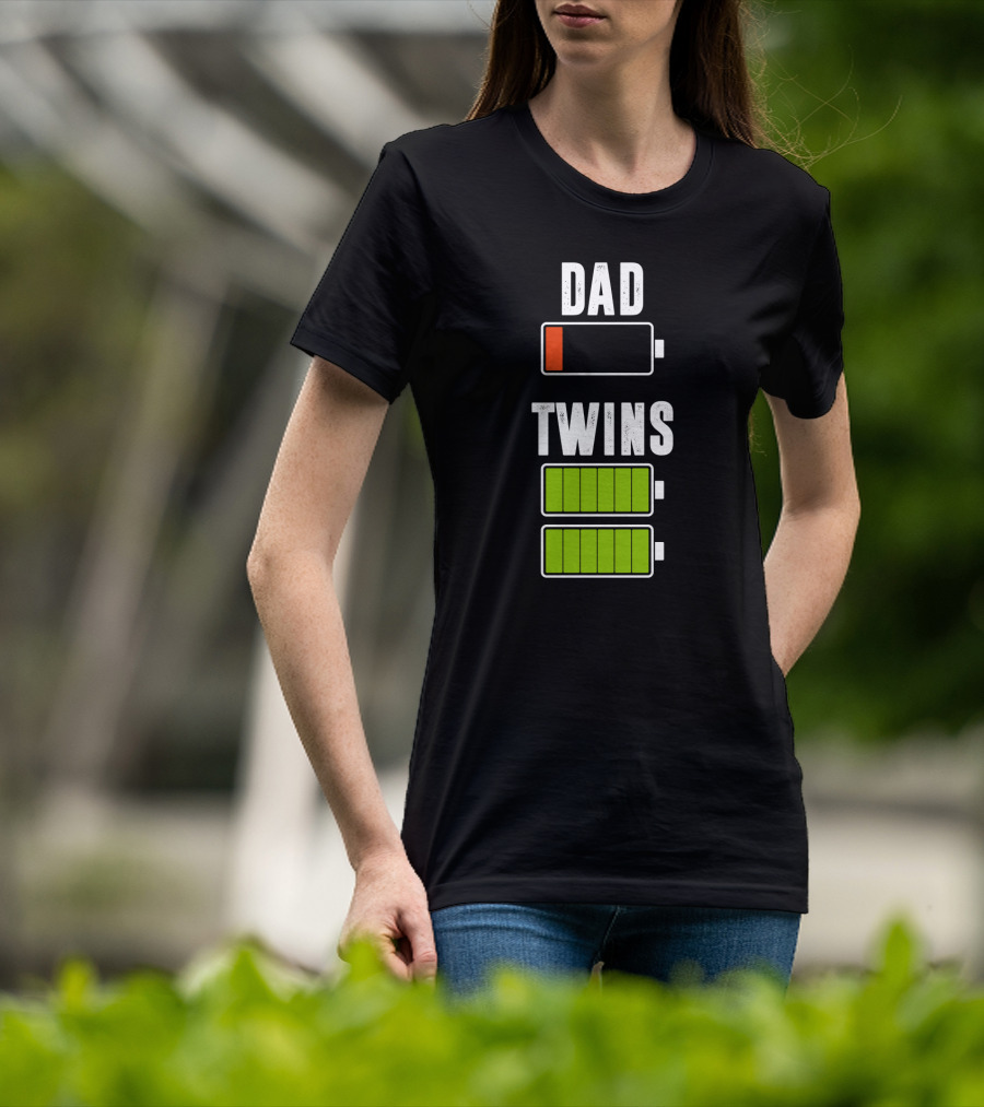 Dad Twins Low High Battery Charged T-Shirt